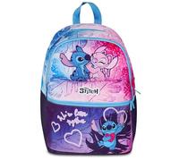 Seven Zaino Lilo & Stitch Doppio Scomparto, Blu, Tasca Frontale con Zip e Tasca per Borraccia, Bambina, Scuola Elementare