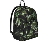 Zaino Monoscomparto Seven IschoolPack, Verde e Nero, Con Pawer Banck integrato e Usb Plug, Tasca Porta Borraccia, Zaino Scuola e Viaggio, Bambini e Ragazzi.