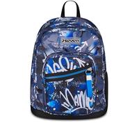 Seven Zaino New Fit, Doppio Scomparto, Tasca Porta Borraccia, Scuola e Tempo Libero, Writing Graffiti, Bambini e Ragazzi, blu/nero