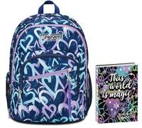 Seven Zaino Scuola Adavanced Detach, Viola Blu, Crystal Purple, Tasca Staccabile Uso Zainetto, Tasca Porta PC, Scuola + Seven Diario 12 Mesi, Nero, Ragazza