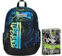 Seven Zaino Scuola Advanced, Nero Blu, Multi-Shade Boy, Cassa Speaker Wireless Su Spallaccio, Tasca Porta PC, Scuola + Seven Diario Scuola 12 Mesi, Nero, Ragazzo