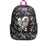 Zaino Scuola Seven Advanced - Yourself Girl Ragazza - Nero fantasia cuori - Doppio scomparto con LED - Tasca porta borraccia