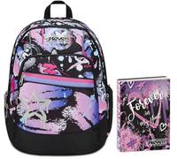Seven Zaino Scuola Advanced, Nero Fucsia, Mark On Girl, Doppio Scomparto, Tasca Porta PC, Scuole Medie e Superiori + Seven Diario 12 Mesi, Viola, Ragazza