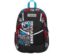 Seven Zaino Scuola Advanced, Nero Rosso, Half Street, Zaino Doppio Scomparto Con Tasca Porta PC o Tablet, Tasca Porta Borraccia e Organizer, Zaino Scuole Medie e Superiori, Bambino Ragazzo