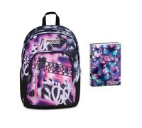 Seven Zaino Scuola Dual Detach BUZZY NOTE GIRL, Nero, 32 L, Doppio Scomparto,Scuola media e superiore,+Diario Pocket Scuola Datato 12 Mesiper Bambine e Ragazze