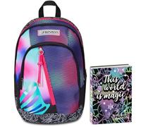 Seven Zaino Scuola Dual, Rosa e Viola, Shadefull Girl, Doppio Scomparto, Tasca Porta PC, Scuole Medie e Superiori + Seven Diario 12 Mesi, Nero, Ragazza