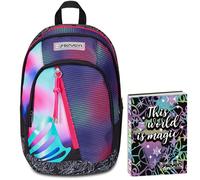 Seven Zaino Scuola Dual, Rosa e Viola, Shadefull Girl, Ragazza + Diario 12 Mesi