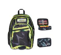 Seven Zaino Scuola Dual SHADOWS OF COLOR, Doppio Scomparto, Nero,32 L + Astuccio Quick Case FREETHINK, Grigio,45 pezzi, Completo di matite, Penne e colori, Scuola elementare, Bambini, Ragazzi