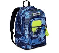 Seven Zaino Scuola Elementare e Medie Bambino NEW FIT - WET COLOR BOY, Blu - Zaino Doppio Scomparto - Tasca Porta Borraccia - Maxi Capienza 32 lt