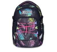 Seven Zaino Scuola Ergonomico Updown Twisce, Nero Fucsia, Con Schienale e Spallacci Regolabili, Organizzazione Interna, Tasca Borraccia, 27 L, Zaino Scuola Elementare e Media, Bambina