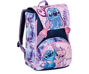 Seven Zaino Scuola Estensibile DISNEY - LILO & STITCH 2CUTE, Azzurro Rosa - Doppio Scomparto Sdoppiabile Tramite Zip e Con Tasca Porta Borraccia, Bambina