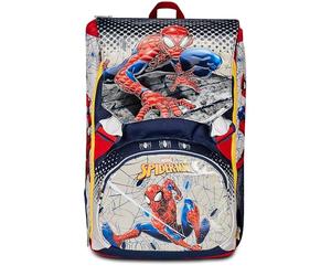 Seven Zaino Scuola Estensibile DISNEY - SPIDER-MAN WEBBED WONDER, Blu Rosso - Zaino Doppio Scomparto Sdoppiabile Tramite Zip e Con Tasca Porta Borraccia, Zaino Bambino - Marvel Merchandising