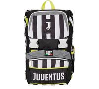 Seven Zaino Scuola Estensibile F.C. JUVENTUS Calcio - WIN IS THE RULE, Nero Bianco - Zaino Doppio Scomparto Sdoppiabile Tramite Zip e Con Tasca Porta Borraccia, Zaino Bambino