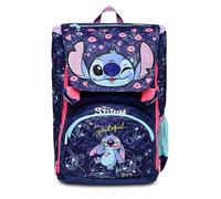 Zaino Scuola Estensibile - STICH MY ALIEN PAL, Blu - Zaino Doppio Scomparto - Tasca Porta Borraccia - Maxi Capienza 28 L - Zaino Bambina Scuola Elementare