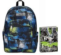 Seven Zaino Scuola Freethink, Blu Giallo, Doppio Scomparto Con Supporto USB, Tasca Porta PC, Medie e Superiori + Seven Diario Scuola Standard 12 Mesi, Nero, Ragazzo