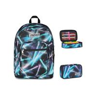 Seven Zaino Scuola FREETHINK, Doppio Scomparto, Blu, 34 L, Bambini, Ragazzi + Astuccio Quick Case FREETHINK, Blu,45 pezzi, Completo di matite e colori, Elementari, Medie