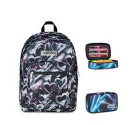 Seven Zaino Scuola FREETHINK, Doppio Scomparto, Nero, 34 L, Bambini, Ragazzi + Astuccio Quick Case FREETHINK, Blu,45 pezzi, Completo di matite e colori, Tempo libero