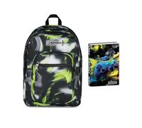 Seven Zaino Scuola FREETHINK, Doppio Scomparto, Nero, 34 L, Scomparto porta pc ablet,+Diario Pocket Scuola Datato 12 Mesiper Bambini e Ragazzi