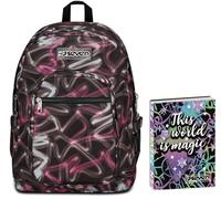 Seven Zaino Scuola Freethink, Nero Fucsia, Doppio Scomparto, Supporto USB, Tasca Porta PC, Medie e Superiori + Seven Diario 12 Mesi, Nero, Ragazza