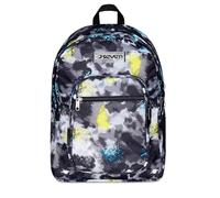 Seven Zaino Scuola Freethink, Nero Giallo, Doppio Scomparto Con Tasca per PC e Tasca per Borraccia, 34 L, Scuola Media e Superiore, Zaino Ragazzo