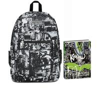 Seven Zaino Scuola Freethink, Nero Grigio, Ragazzo + Seven Diario 12 Mesi, Nero