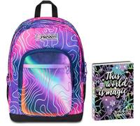 Seven Zaino Scuola Freethink, Rosa, Mapset Girl, Doppio Scomparto, Tasca Porta PC, Medie e Superiori + Seven Diario 12 Mesi, Nero, Ragazza