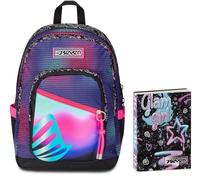 Seven Zaino Scuola Freethink, Rosa, Shadefull Girl, Doppio Scomparto, Tasca Porta PC, Medie e Superiori + Seven Diario 12 Mesi, Nero, Ragazza