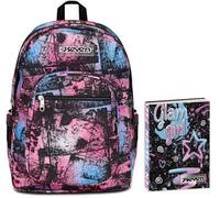 Seven Zaino Scuola Freethink, Viola Fucsia, Doppio Scomparto, Supporto USB, Tasca Porta PC, Medie e Superiori + Seven Diario 12 Mesi, Nero, Ragazza