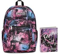 Seven Zaino Scuola Freethink, Viola Fucsia, Doppio Scomparto, Supporto USB, Tasca Porta PC, Scuola + Seven Diario 12 Mesi, Viola, Ragazza