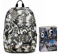 Seven Zaino Scuola ISCHOOLPACK, Nero, Power Bank integrato, Tasca Porta Tablet, Scuole Elementari e Medie + Seven Diario Scuola Standard 12 Mesi, Blu, Ragazzo