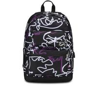 Seven Zaino Scuola Pro Estensibile Pockets The Double, Nero, Zaino Mono Scomparto Con Power Bank Incluso, USB Plug, Tasca Porta PC e Tasca Porta Borraccia, Zaino Medie Superiori, Ragazza