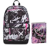 Seven Zaino Scuola Pro XXL Reversibile Detach The Double, Nero Fucsia, 3 in 1, Doppio Scomparto, Tasca Porta PC, Scuola + Seven Diario 12 Mesi, Viola, Ragazza