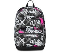 Seven Zaino Scuola Reversibile New Pockets The Double, Nero Fucsia, Pink Street, Zaino Multitasche Con Auricolari Earphones Wireless Led, Tasca PC, Tasca Borraccia e Markers, Zaino Medie Superiori