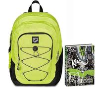 Seven Zaino Scuola Tech, Giallo, Doppio Scomparto, Tasca PC e Tasca Borraccia, Scuola + Seven Diario Scuola Standard 12 Mesi, Nero, Ragazzo