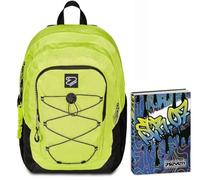 Seven Zaino Scuola Tech, Giallo, Doppio Scomparto, Tasca PC e Tasca Borraccia, Scuola + Seven Diario Scuola Standard 12 Mesi, Blu, Ragazzo