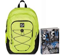 Seven Zaino Scuola Tech, Giallo, Doppio Scomparto, Tasca Porta PC e Tasca Borraccia, Scuola + Seven Diario Scuola Standard 12 Mesi, Blu, Ragazzo