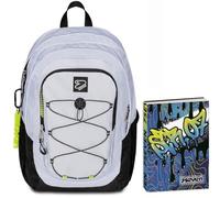 Seven Zaino Scuola Tech, Grigio, Doppio Scomparto Con Tasca PC e Tasca Borraccia + Seven Diario Scuola Standard 12 Mesi, Blu, Ragazzo