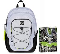Seven Zaino Scuola Tech, Grigio, Doppio Scomparto, Tasca PC e Tasca Borraccia, Scuola + Seven Diario Scuola Standard 12 Mesi, Nero, Ragazzo