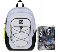 Seven Zaino Scuola Tech, Grigio, Doppio Scomparto, Tasca PC e Tasca Borraccia + Seven Diario Scuola Standard 12 Mesi, Blu, Ragazzo