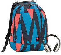 Zaino SEVEN - THE DOUBLE OUTLINE - Blue - cuffie stereo con grafica abbinata incluse! 2 zaini in 1 REVERSIBILE