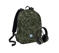 Seven Zaino THE DOUBLE - SPECIAL EDITION Eco material - Verde militare - Cuffie wireless - 2 zaini in 1 REVERSIBILE