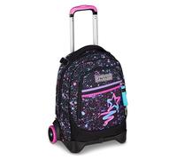 Seven Zaino Trolley Scuola Elementare Bambina, Zaino Sganciabile, Triplo Uso, New Tech, nero