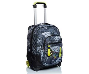 Seven Zaino Trolley, Scuola Elementare, Doppio Uso, Doppio Scomparto, Spallacci a Scomparsa, Bambino, Fly Stars, grigio