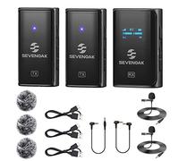 SevenOak sistema di microfoni lavalier senza fili con OLED, 2,4 GHz doppio microfono Lapel Wireless con Stereo/Mono per fotocamera telefono Video RecordVlog Live Stream SKM-W4 K2 (2 TX+1 RX)