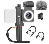 Sevenoak SmartCine Kit video universale per smartphone con supporto per telefono, microfono stereo integrato e luce LED, obiettivo grandangolare e fisheye, compatibile con iPhone e smartphone Android