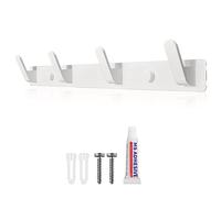 Sevenpers Appendiabiti da Parete Bianco, Attaccapanni da Muro Moderno Design con 4 ganci per ingresso cucina bagno due metodi di installazione