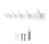 Sevenpers Attaccapanni da Parete Bianco, Attaccapanni da Muro Moderno Design con 6 ganci per ingresso cucina bagno due metodi di installazione