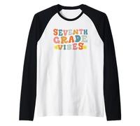Seventh Grade Vibes Back to School Retro Teacher Student Kid Maglia con Maniche Raglan