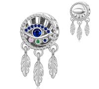 SEVENWELL Ciondolo Cuore Aereo da Viaggio Occhi Malvagi Galassia Stellare Charm per Donna Charm, Argento sterling, Zirconia cubica