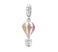 SEVENWELL Ciondolo da viaggio a forma di cuore, occhi malvagi, galassia stellata da donna, Argento Sterling 925 placcato oro bianco ipoallergenico, Zirconia cubica